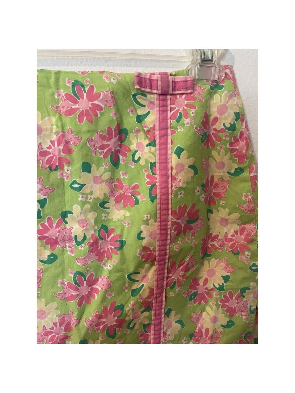 Lilly Pulitzer Floral & Rhino Print Women’s Mini Skirt W/Shorts Size 4P Skort - Picture 6 of 11